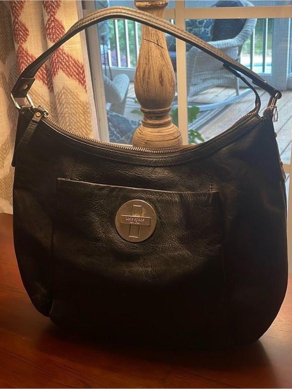 kate spade Black Leather Hobo Bag